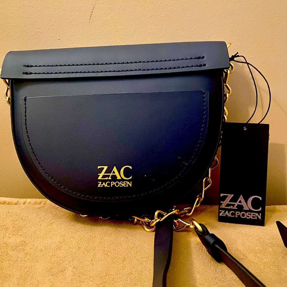 Zac Posen, navy blue with gold accents, Crossbody